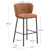Terakotová čalouněná barová židle Kave Home Ciselia 75 cm
