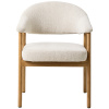 Krémově bílá čalouněná jídelní židle Unique Furniture Elk s dubovou podnoží