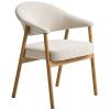 Krémově bílá čalouněná jídelní židle Unique Furniture Elk s dubovou podnoží