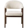 Krémově bílá čalouněná jídelní židle Unique Furniture Elk s tmavou dubovou podnoží