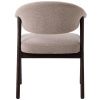 Pískově hnědá čalouněná jídelní židle Unique Furniture Elk s tmavou dubovou podnoží