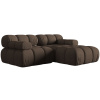 Hnědá čalouněná rohová pohovka MICADONI Bellis 188 cm, pravá