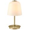 Bílá skleněná nabíjecí stolní LED lampa Halo Design Room 49 28 cm s mosaznou podstavou