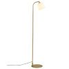 Bílá skleněná stojací lampa Halo Design Room 49 135 cm s mosaznou podstavou