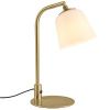 Bílá skleněná stolní lampa Halo Design Room 49 40 cm s mosaznou podstavou