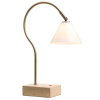 Mosazná nabíjecí stolní LED lampa Halo Design Question 31 cm s travertinovou podstavou