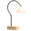 Černá nabíjecí stolní LED lampa Halo Design Question 31 cm s travertinovou podstavou