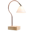 Měděná nabíjecí stolní LED lampa Halo Design Question 31 cm s travertinovou podstavou