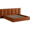 Terakotově oranžová sametová dvoulůžková postel MICADONI Eric 180 x 200 cm s úložným prostorem