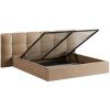Béžová sametová dvoulůžková postel MICADONI Eric 160 x 200 cm s úložným prostorem