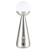 Stříbrná kovová dobíjecí stolní LED lampa BELLO