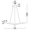 Černé kovové závěsné LED světlo Nova Luce Nue 70 cm
