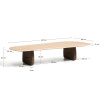 Béžový travertinový konferenční stolek Kave Home Pirita 147 x 65 cm s tmavou podnoží