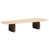 Béžový travertinový konferenční stolek Kave Home Pirita 147 x 65 cm s tmavou podnoží