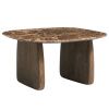 Hnědý mramorový odkládací stolek Kave Home Pirita 71 x 70 cm s tmavou podnoží