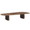 Hnědý mramorový konferenční stolek Kave Home Pirita 147 x 65 cm s tmavou podnoží