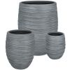 Šedý set tří keramických zahradních květináčů Bizzotto Strips Ø25/36/49 cm