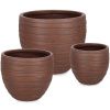Set tří keramických zahradních květináčů Strips Ø27/36/46 cm