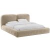 Světle béžová sametová dvoulůžková postel MICADONI Martina 160 x 200 cm s úložným prostorem