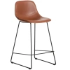 Koňakově hnědá koženková barová židle Kave Home Zahara 65 cm III.