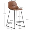 Koňakově hnědá koženková barová židle Kave Home Zahara 65 cm III.