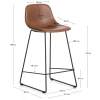 Koňakově hnědá koženková barová židle Kave Home Zahara 76 cm III.