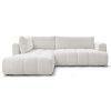 Bílá bouclé rozkládací pohovka Fuji 282 cm, levá