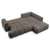 Hnědá bouclé rohová rozkládací pohovka Fuji 282 cm, pravá