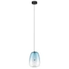 Modré skleněné závěsné LED světlo Nova Luce Oblo 16 cm