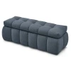 Tmavě modrá čalouněná lavice Mont-Blanc 144 cm s úložným prostorem
