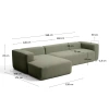 Zelená rohová pohovka Kave Home Blok 330 cm, levá
