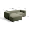 Zelená rohová pohovka Kave Home Blok 240 cm, levá