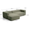 Zelená rohová pohovka Kave Home Blok 300 cm, levá