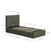 Zelená jednolůžková postel Kave Home Darnela 90 x 200 cm s úložným prostorem