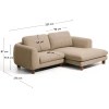 Hnědá čalouněná rohová pohovka Kave Home Vera 232 cm s ořechovou podnoží, levá