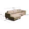 Hnědá čalouněná rohová pohovka Kave Home Vera 322 cm s ořechovou podnoží, levá