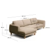 Hnědá čalouněná rohová pohovka Kave Home Vera 322 cm s dubovou podnoží, levá