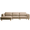 Hnědá čalouněná rohová pohovka Kave Home Vera 322 cm s dubovou podnoží, levá
