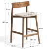 Hnědá dřevěná barová židle Kave Home Evera 67 cm s čalouněným sedákem a opěradlem