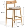 Dřevěná barová židle Kave Home Evera 67 cm s čalouněným sedákem a opěradlem