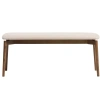 Hnědá dřevěná lavice Kave Home Evera 122 cm s čalouněým sedákem