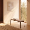 Hnědá dřevěná lavice Kave Home Evera 122 cm s čalouněým sedákem -fv-interier-25