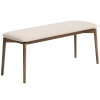 Hnědá dřevěná lavice Kave Home Evera 122 cm s čalouněým sedákem