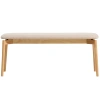 Dřevěná lavice Kave Home Evera 122 cm s čalouněým sedákem