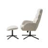Krémové bouclé otočné křeslo Unique Furniture Sifton s podnožkou