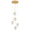 Zlaté skleněné závěsné LED světlo Nova Luce Alicia 33 cm