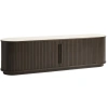 Tmavý dubový TV stolek Unique Furniture Enna 180 x 40 cm s keramickou deskou