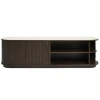 Tmavý dubový TV stolek Unique Furniture Enna 180 x 40 cm s keramickou deskou