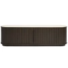Tmavý dubový TV stolek Unique Furniture Enna 180 x 40 cm s keramickou deskou