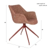 Červená čalouněná otočná jídelní židle DOULTON